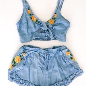 Lottie Moss Embroidered Floral 2 piece set Size XS